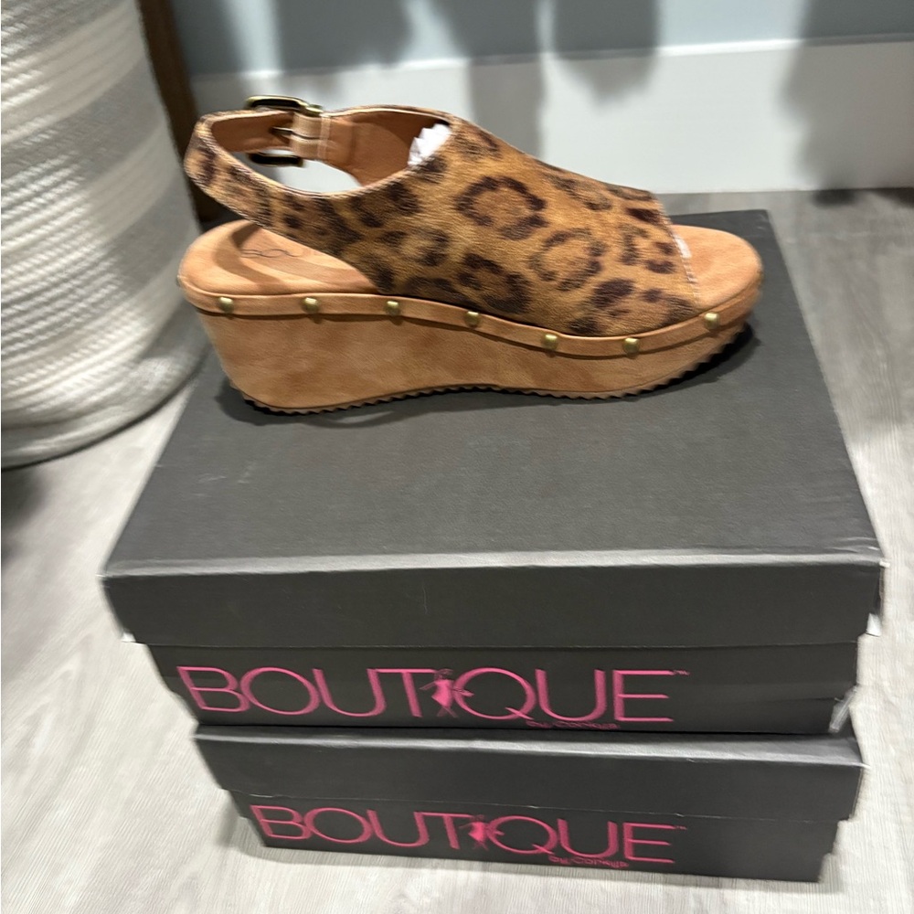 Leopard Print Wedge Sandals